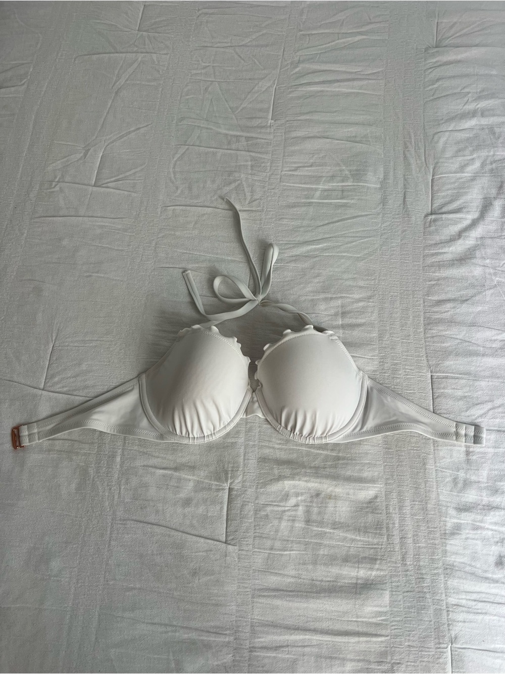 Shade & Shore White Scalloped Halter Bikini Top